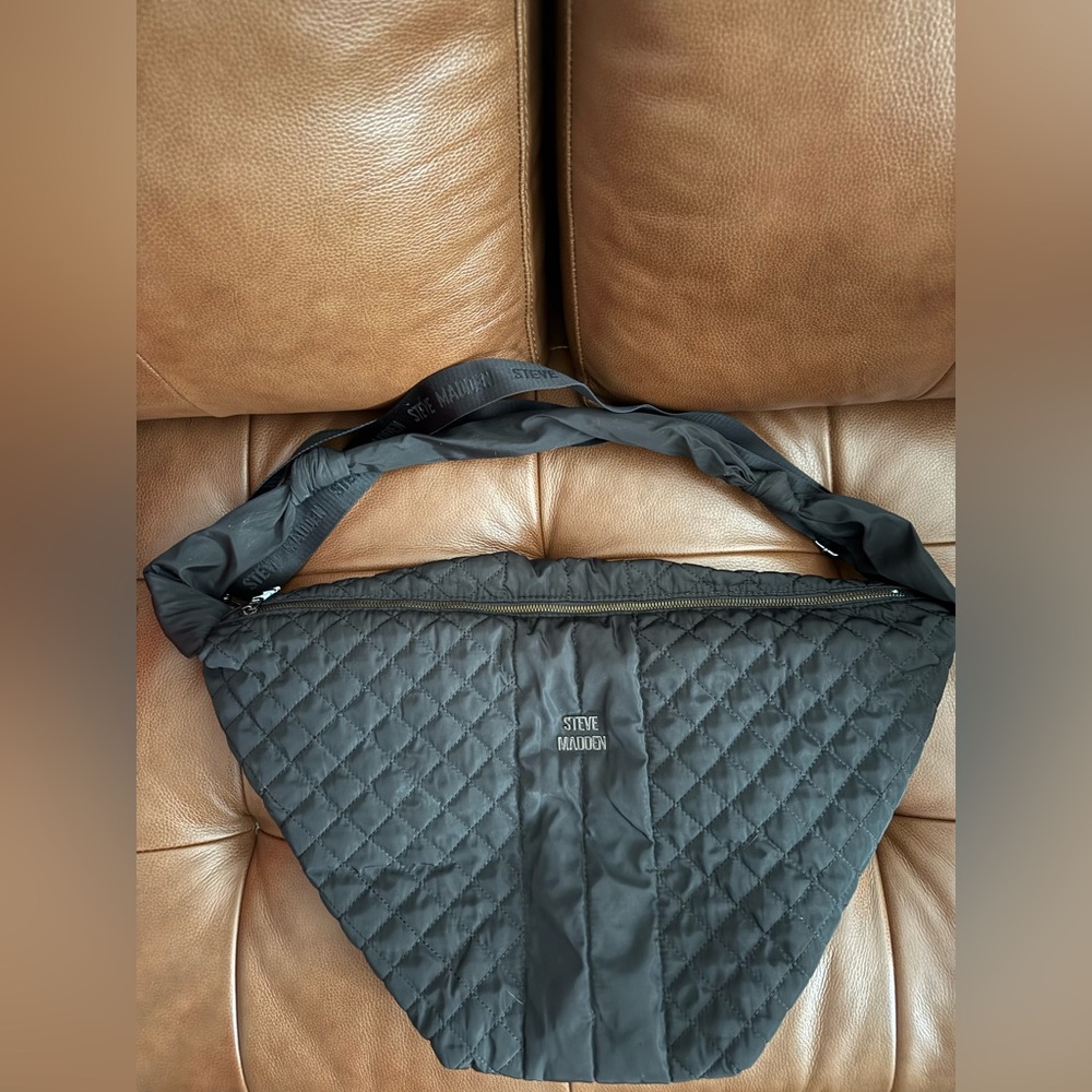Steve Madden Quilted Black Duffel Bag